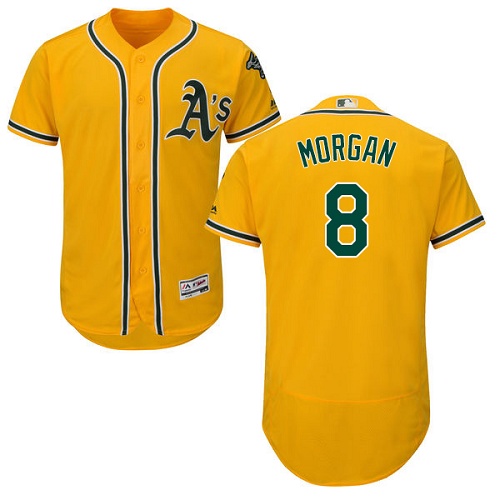 Athletics #8 Joe Morgan Gold Flexbase Authentic Collection Stitched MLB Jersey